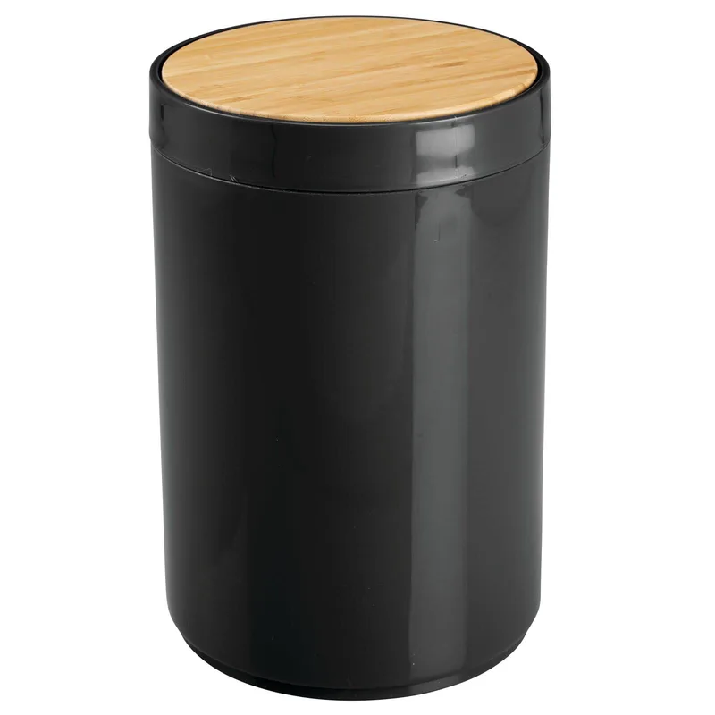 Καλάθι Απορριμμάτων 5L-18x18x27,5εκ. Πλαστικό Μαύρο Με Παλλόμενο Καπάκι Μπαμπού MRShome DS-8920B10 (Υλικό: Πλαστικό, Χρώμα: Μαύρο) - sealskin - sl-DS-8920B10