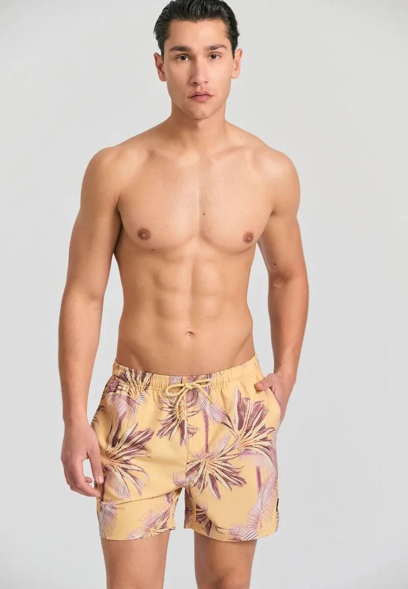 Funky Buddha Ανδρικό μαγιό με tropical τύπωμα FBM011-013-16 Κίτρινο