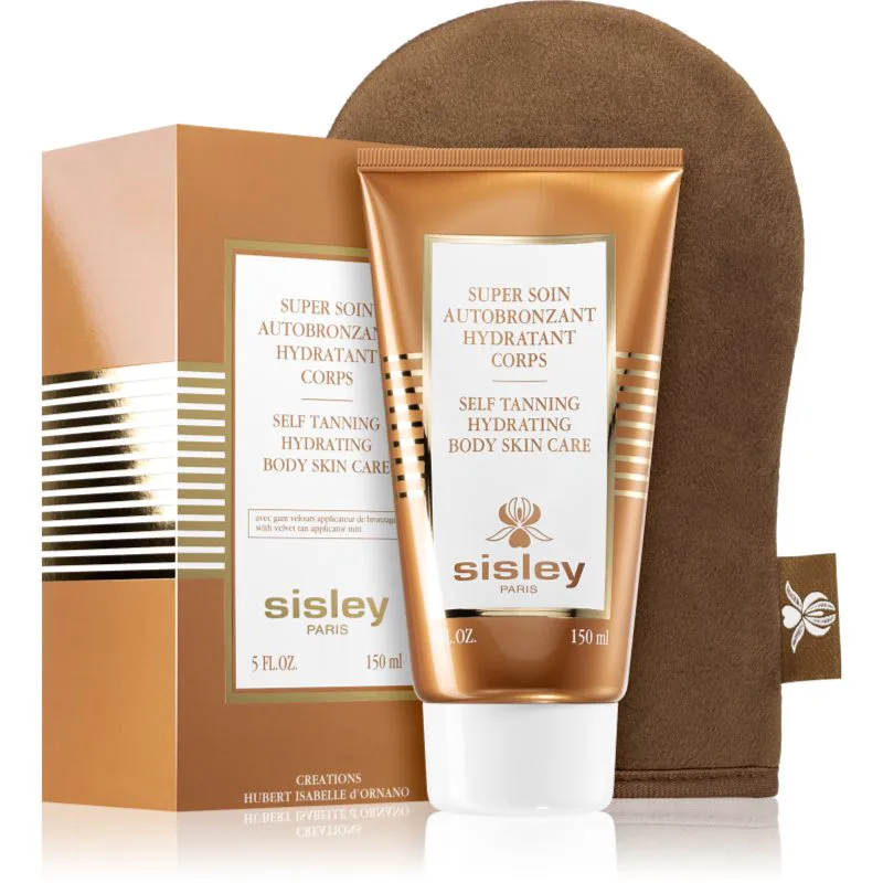 Sisley Super Soin Self Tanning Hydrating Body Skin Care γαλάκτωμα μαυρίσματος για το σώμα s aplikační rukavicí 150 ml