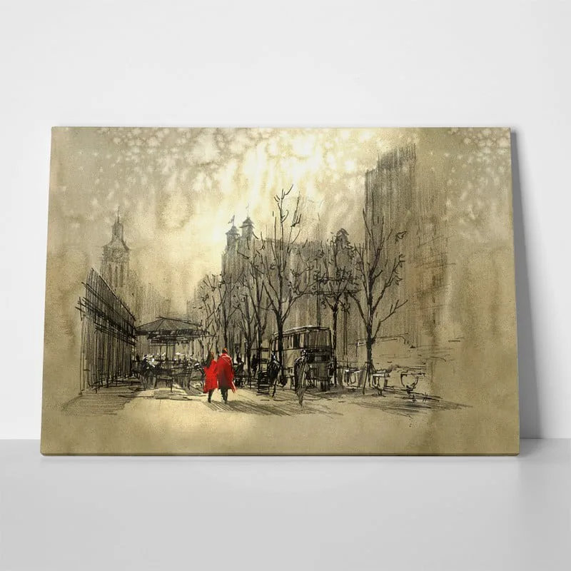 Πινακας σε καμβά COUPLE IN RED WALKING