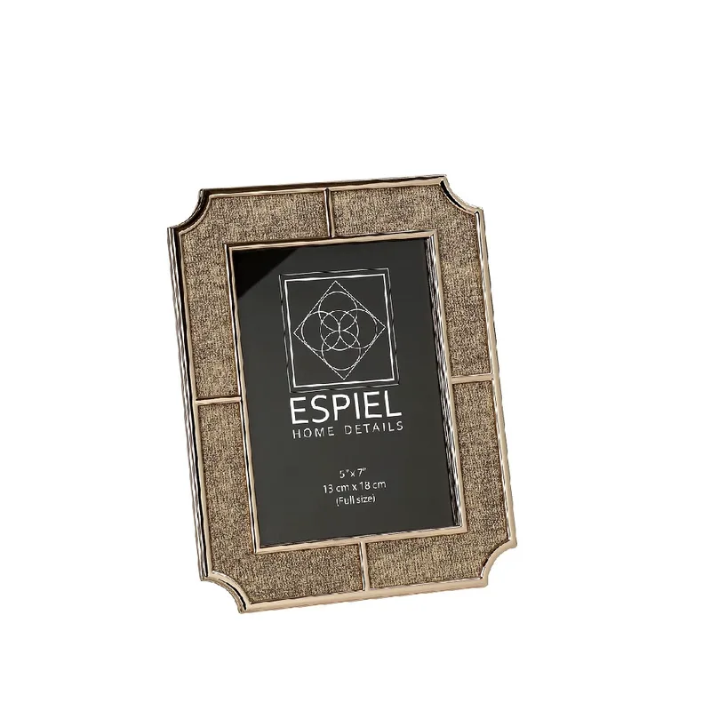 Κορνίζα Μεταλλική Με Μπεζ Ύφασμα ESPIEL 13x18εκ. FAM748 (Υλικό: Μεταλλικό, Χρώμα: Μπεζ) - ESPIEL - FAM748