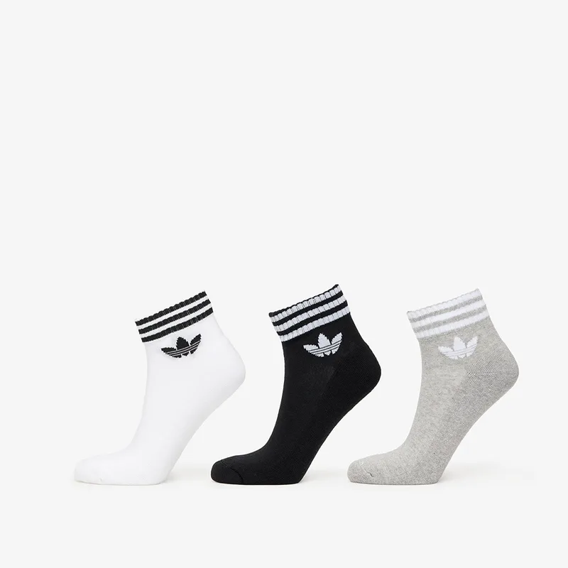 adidas 3-Stripes Ankle Socks 3-Pack White/ Medium Grey Heather/ Black XL