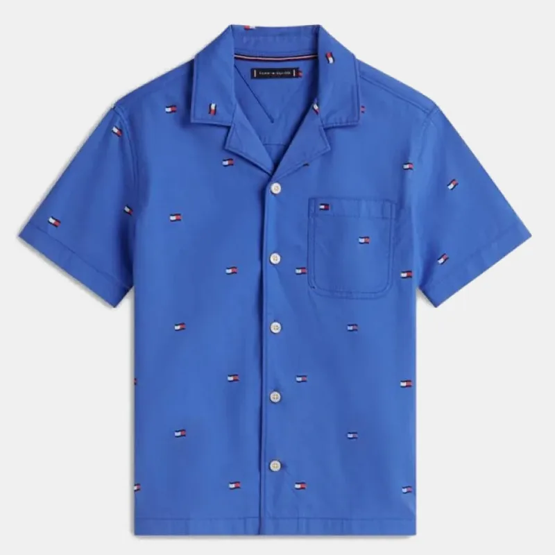 Tommy Jeans Stretch Poplin Flag Παιδικό Κοντομάνικο Πουκάμισο (9000271087_93502)