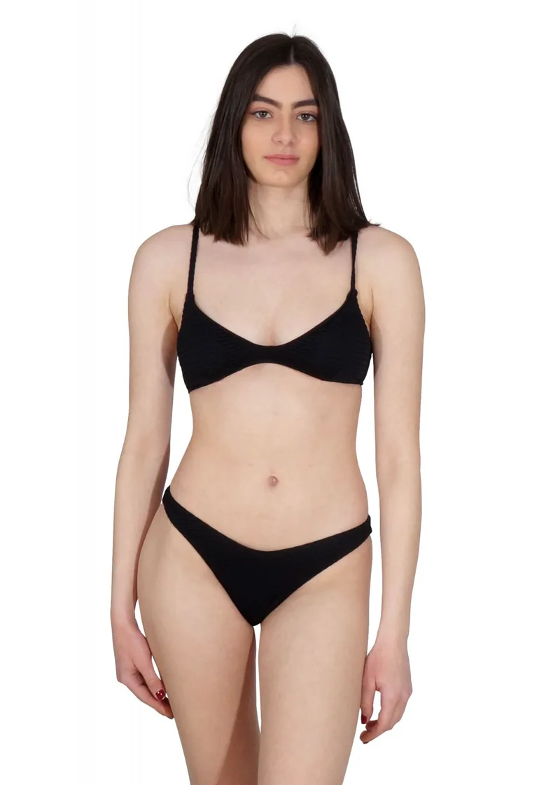 Γυναικείο set μαγιό top τρίγωνο ενισχυμένο Bikini brazillian. Καλύπτει B Cup. Swimwear Collection. ΜΑΥΡΟ