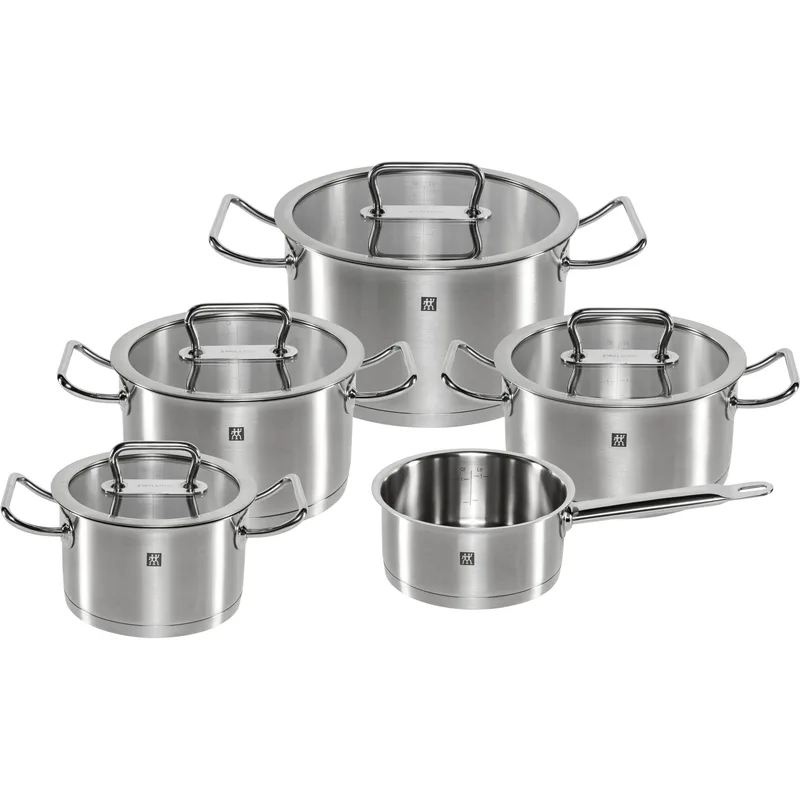 Zwilling Pro Σετ Κατσαρολών 5 τεμαχίων Σετ Μαγειρικών Σκευών Ανοξείδωτο Ατσάλι Ασημί