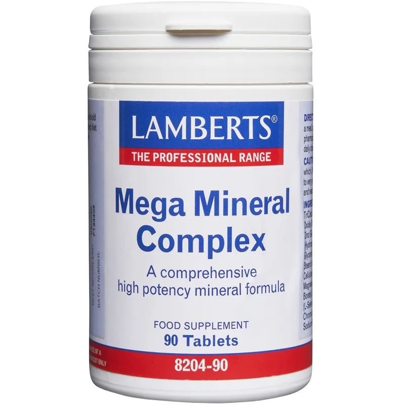 Lamberts Mega Mineral Complex Συμπλήρωμα Διατροφής Συμπλέγματος Μετάλλων & Ιχνοστοιχείων  για την Καλή Λειτουργία του Μυοσκελετικού, Ενέργεια & Αντιοξειδωτικές Ιδιότητες 90tabs