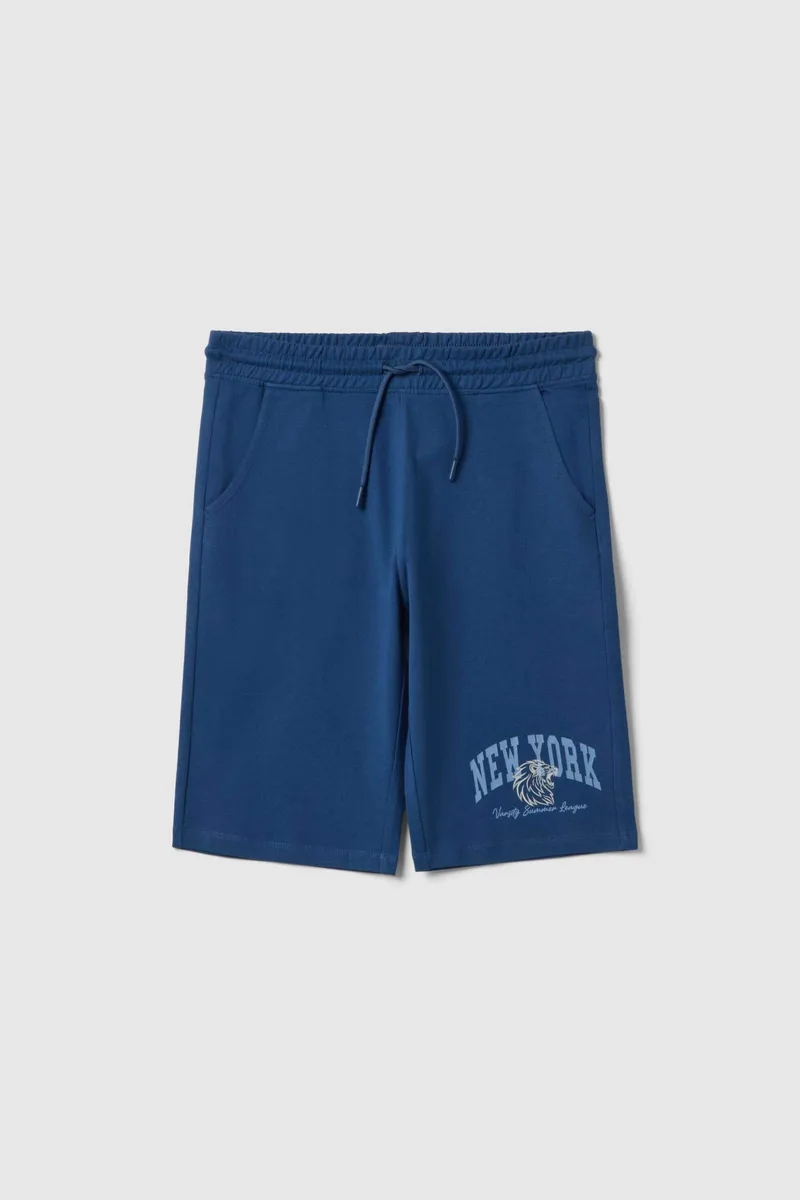 OVS παιδική βερμούδα με lettering print Regular Fit - 002613477 Μπλε Navy