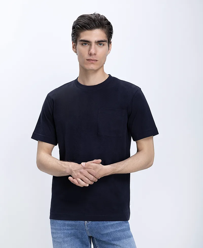 Ανδρικό T-shirt Βαμβακερό Με Στρογγυλή Λαιμόκοψη Και Τσέπη Modern Fit