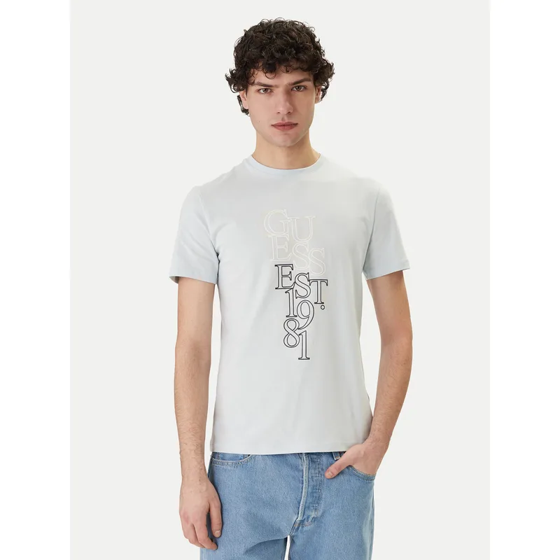 Guess T-Shirt M6GI10 K2991 Γαλάζιο Slim Fit