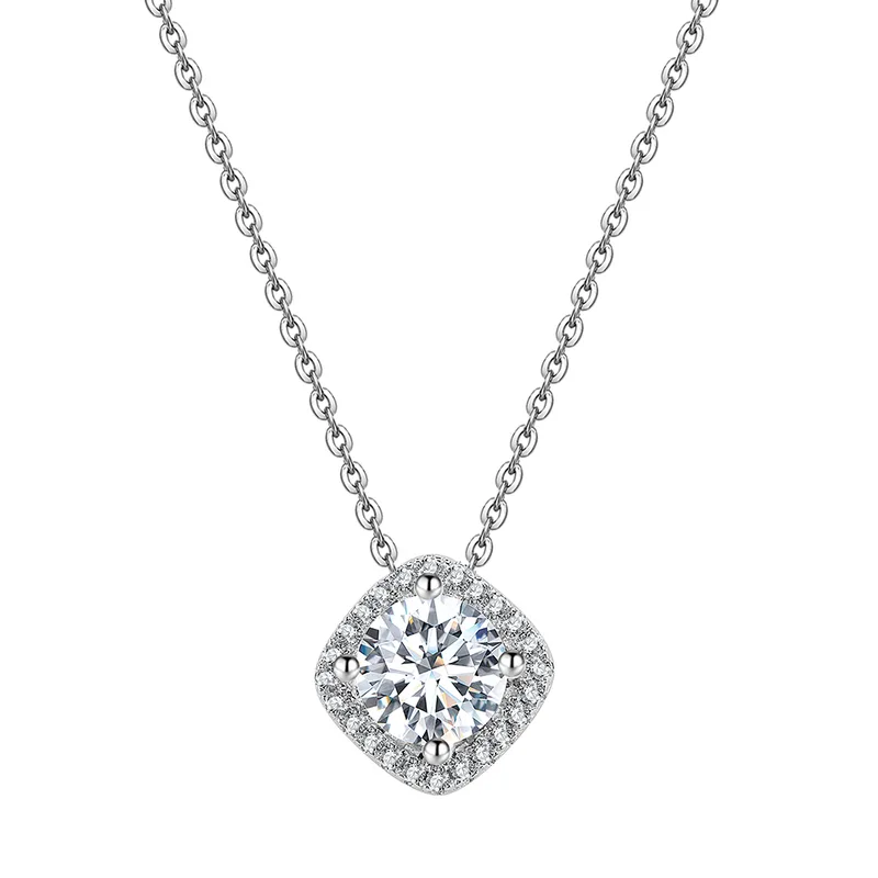Κολιέ Μονόπετρο με Moissanite Diamonds από Ασήμι KL3516