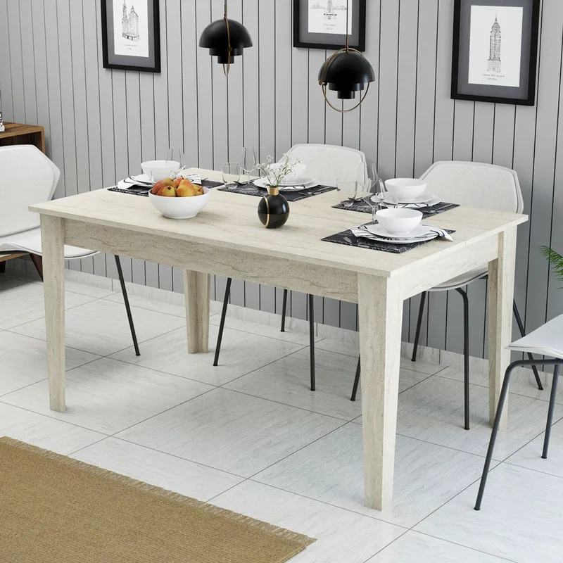 Τραπέζι Τραπεζαρίας Milan 897 - Travertine 845Hct1410 (145x75x88 cm)