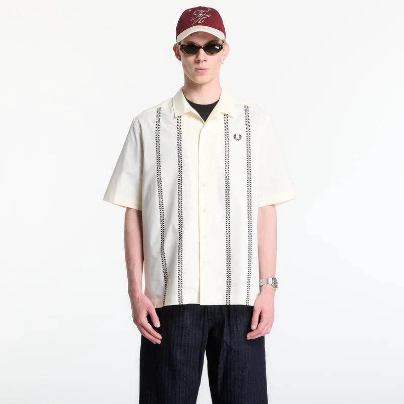 Πουκάμισο Fred Perry Placement Print Revere Shirt Ecru M