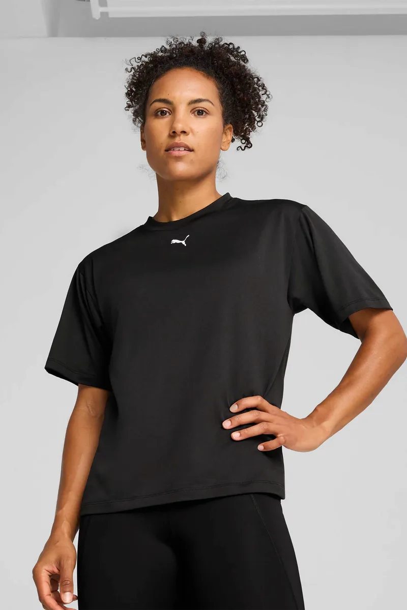Puma γυναικείο T-shirt με λογότυπο Relaxed Fit "Train All Day Essentials" - 527139 Μαύρο