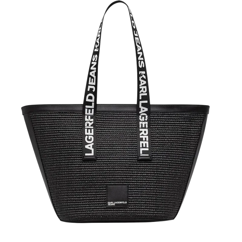 Γυναικεία Raffia Shopper Τσάντα Μαύρη Karl Lagerfeld Jeans B2W30113-999 BLACK