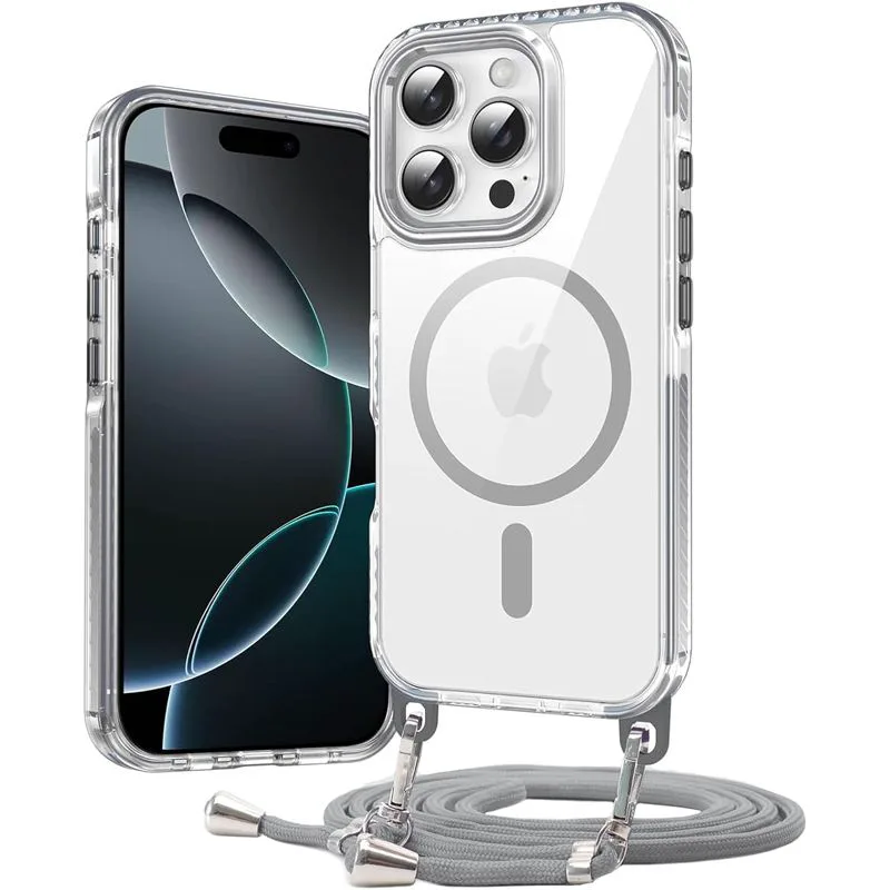 Θήκη Orso Detachable Lanyard Magsafe Clear Grey iPhone 13/14