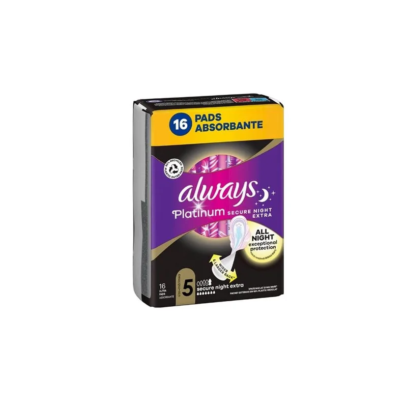 Always Platinum Secure Night Extra Σερβιέτες Με Φτερά No5, 16τμχ