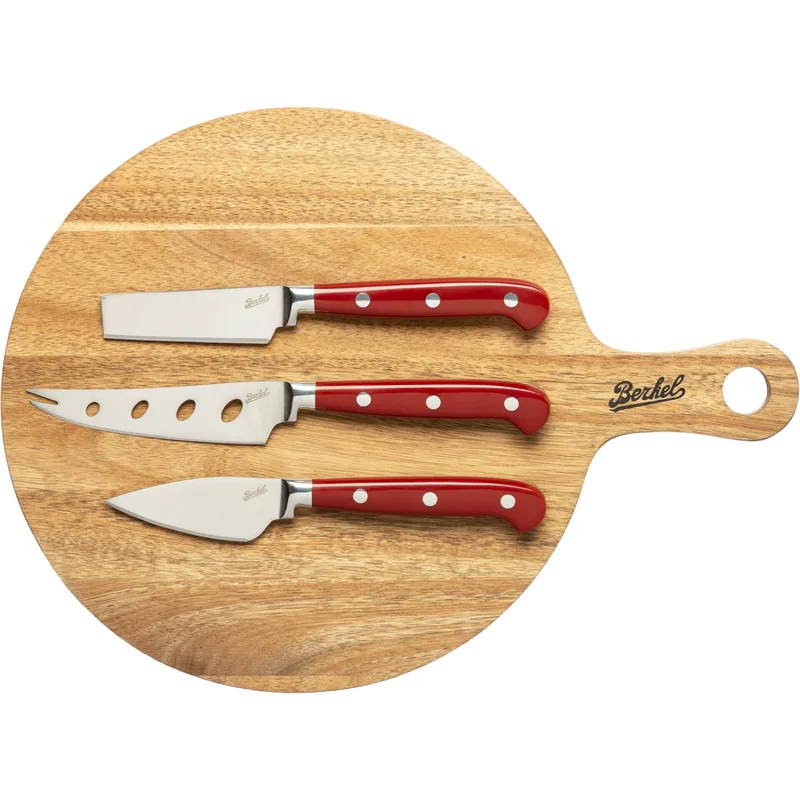 Berkel Cutting Board Acacia + 3 Cheese Knives