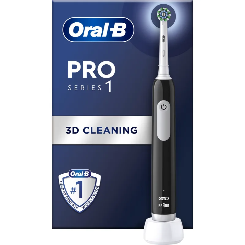 Oral-B Pro Series 1 Black Electric Toothbrush Ηλεκτρική Οδοντόβουρτσα με Χρονοδιακόπτη & Αισθητήρα Πίεσης για Προστασία των Ούλων 1 Τεμάχιο