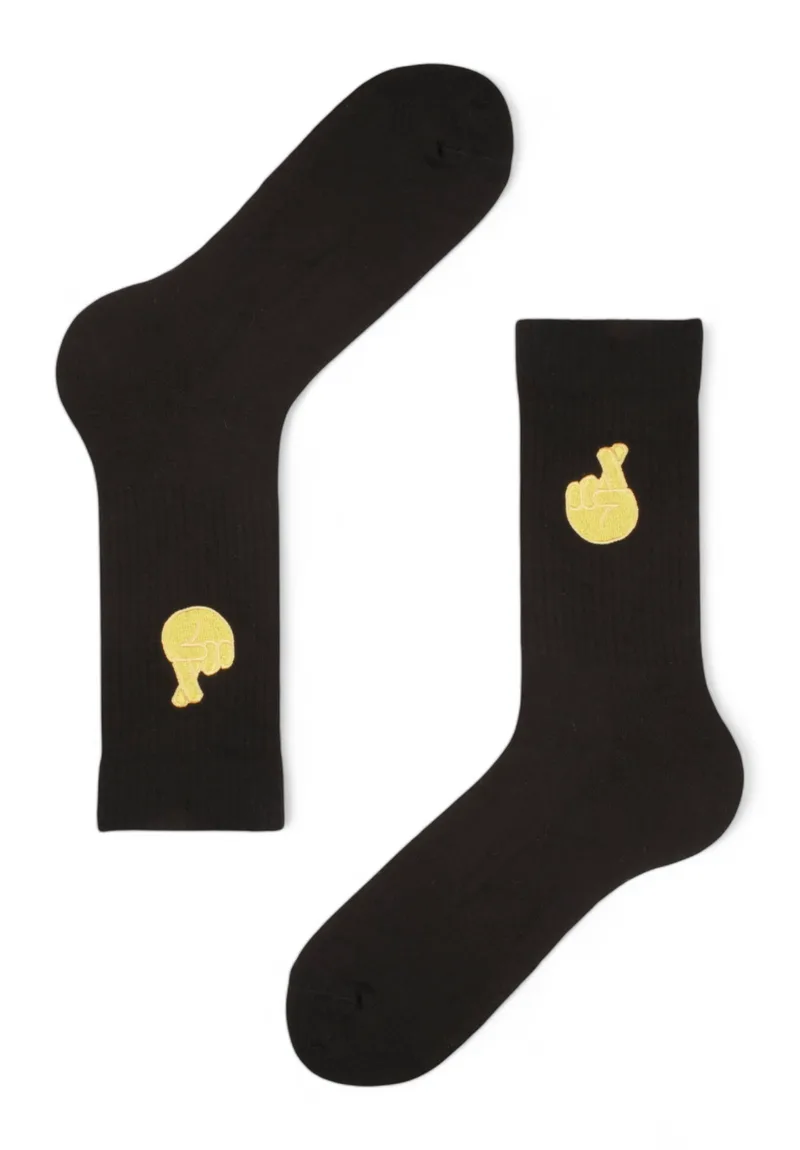 Κάλτσες Unisex Rib με κέντημα Soma Cool SSU02-Μαύρο
