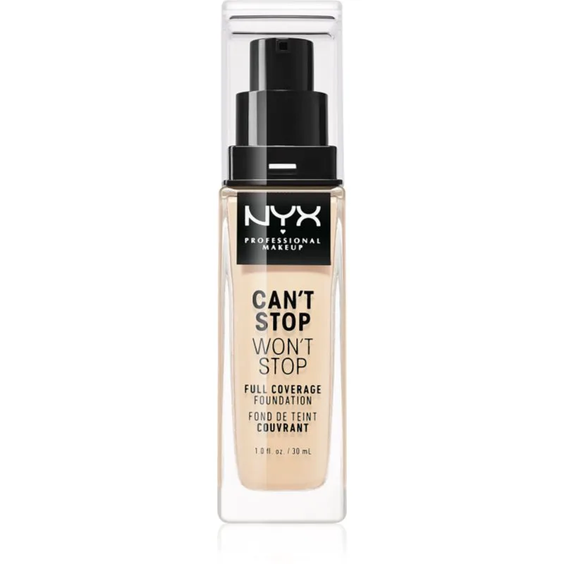 NYX Professional Makeup Can't Stop Won't Stop Full Coverage Foundation Βάση πλήρους κάλυψης απόχρωση 02 Alabaster 30 μλ