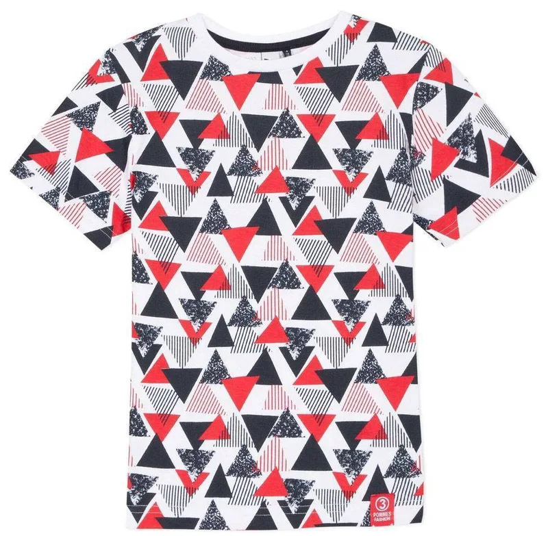 T-SHIRT 3 POMMES 3Q10115 ΛΕΥΚΟ/ ΚΟΚΚΙΝΟ/ΜΑΥΡΟ (2-3 ΕΤΩΝ)-(98CM)