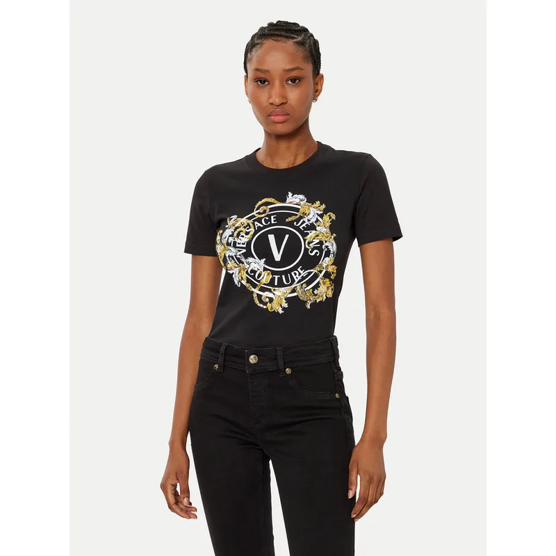 Versace Jeans Couture T-Shirt 78HAHC01 Μαύρο Regular Fit