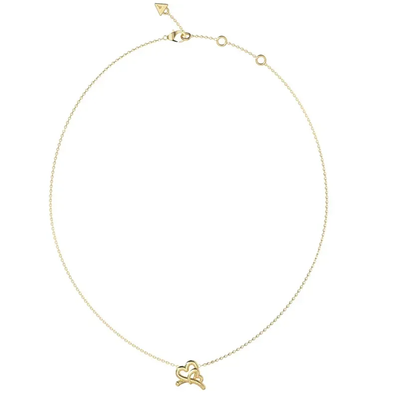 Κολιέ με διπλή καρδιά Guess Love Bites Stainless Steel JUBN06056JWYGT/U JUBN06056JWYGT/U Ατσάλι