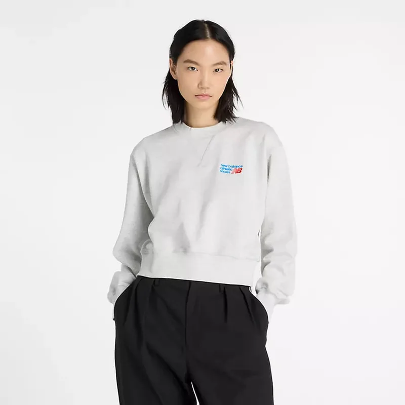 Φούτερ New Balance Athletics Premium Logo Relaxed Crop Crew Ash Heather XL