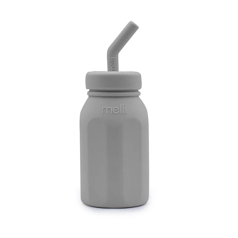 Μπουκάλι Σιλικόνης Με Καλαμάκι 230ml Γκρι Melii MEL20520 (Υλικό: Σιλικόνη, Χρώμα: Γκρι) - Melii - MEL20520