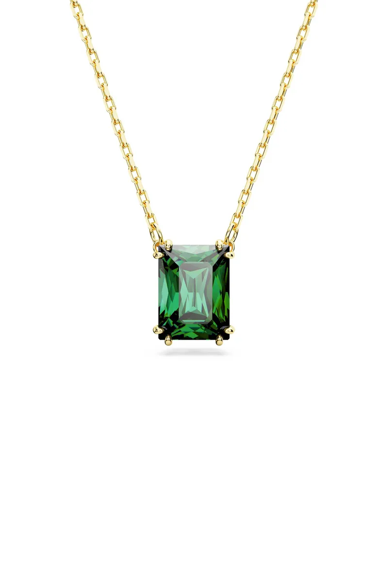 Swarovski γυναικείο μενταγιόν ορθογώνια κοπή, πράσινο, επιμετάλλωση σε χρυσαφί τόνο "Stilla" - 5677141