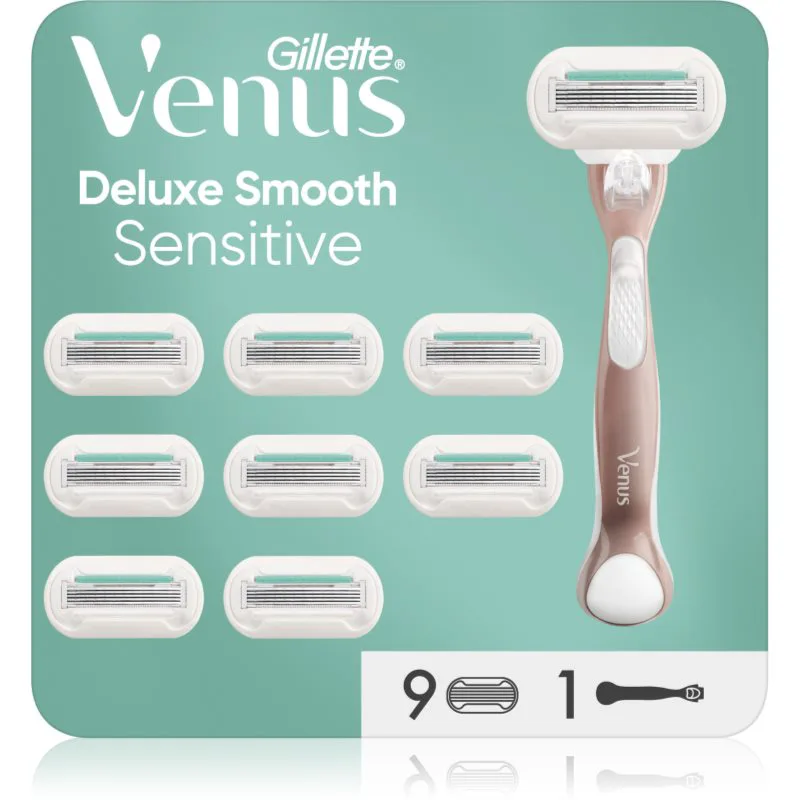 Gillette Venus Deluxe Smooth Sensitive ξυριστική μηχανή + ανταλλακτικές λεπίδες 9 τμχ