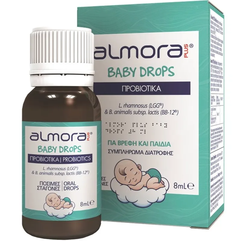 Almora Plus Baby Probiotics Drops Συμπλήρωμα Διατροφής Προβιοτικών για την Ανακούφιση των Βρεφικών Κολικών & την Καλή Υγεία του Γαστρεντερικού σε Σταγόνες 8ml