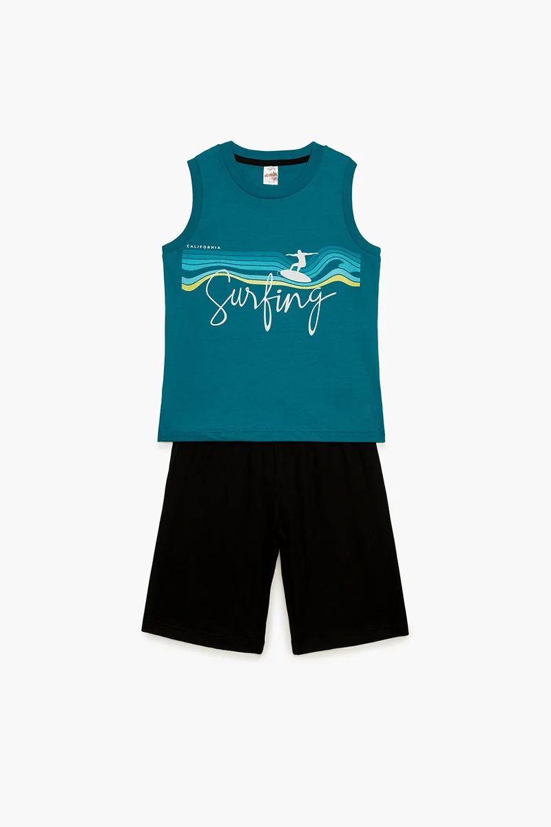 Minerva Παιδική καλοκαιρινή βαμβακερή πυτζάμα "Surfing" με βερμούδα για αγόρια (4-10ετών)-62247-881a