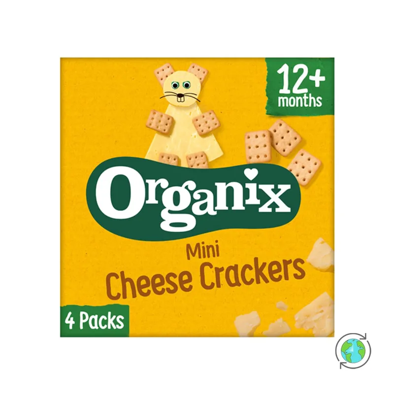 Βιολογικά Κράκερς Τυριού (+12μ) - Organix - (4x20gr) Ηνωμένο Βασίλειο No Sugar Added Organic Palm Oil Free