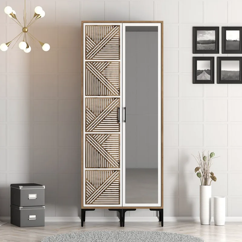 Ντουλάπα Ρούχων Kumsal Pr - Walnut, White 845Hct5420 (80x201,4x47,5 cm)