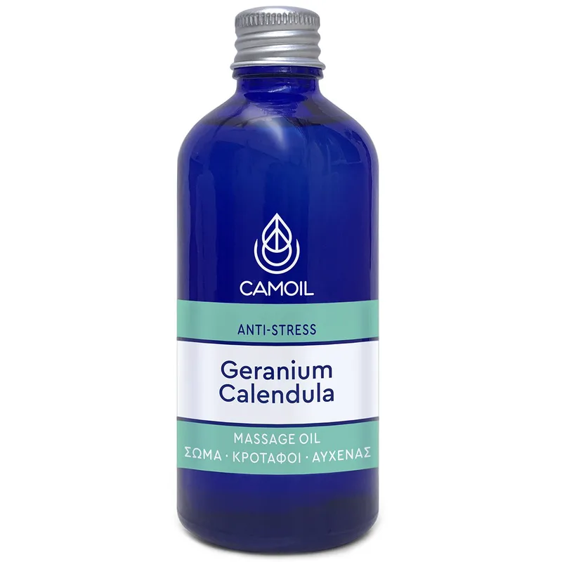 Camoil Geranium Calendula Anti-Stress Massage Oil 'Ελαιο Μασάζ με Καλέντουλα & Αιθέρια Έλαια για Αίσθηση Ηρεμίας 100ml
