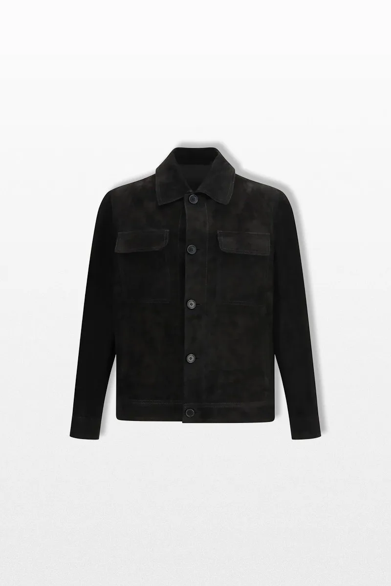 SALVATORE SANTORO Ανδρικό Μαύρο Button Up Leather Jacket