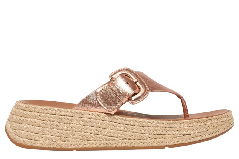 Εσπαντρίγες Fitflop F-Mode Adjustable Jute Toe Post HJ3-323-ROSE GOLD Γυναικείο