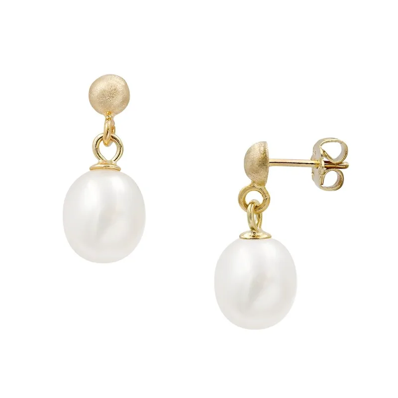 TBS Creations Σκουλαρίκια με μαργαριτάρια Fresh Water Pearl από χρυσό 14 καρατίων BSE110750