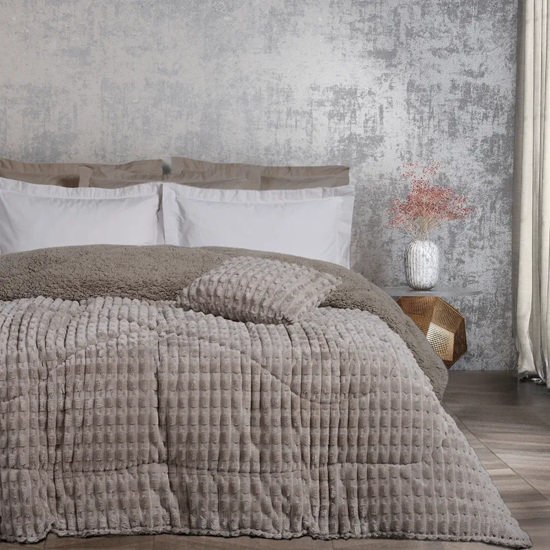 Κουβερτοπάπλωμα Fleece-Sherpa Μονό 160x220εκ. Blankets 1177 Taupe Das Home (Ύφασμα: Polyester, Χρώμα: Taupe) - Das Home - 421910101177