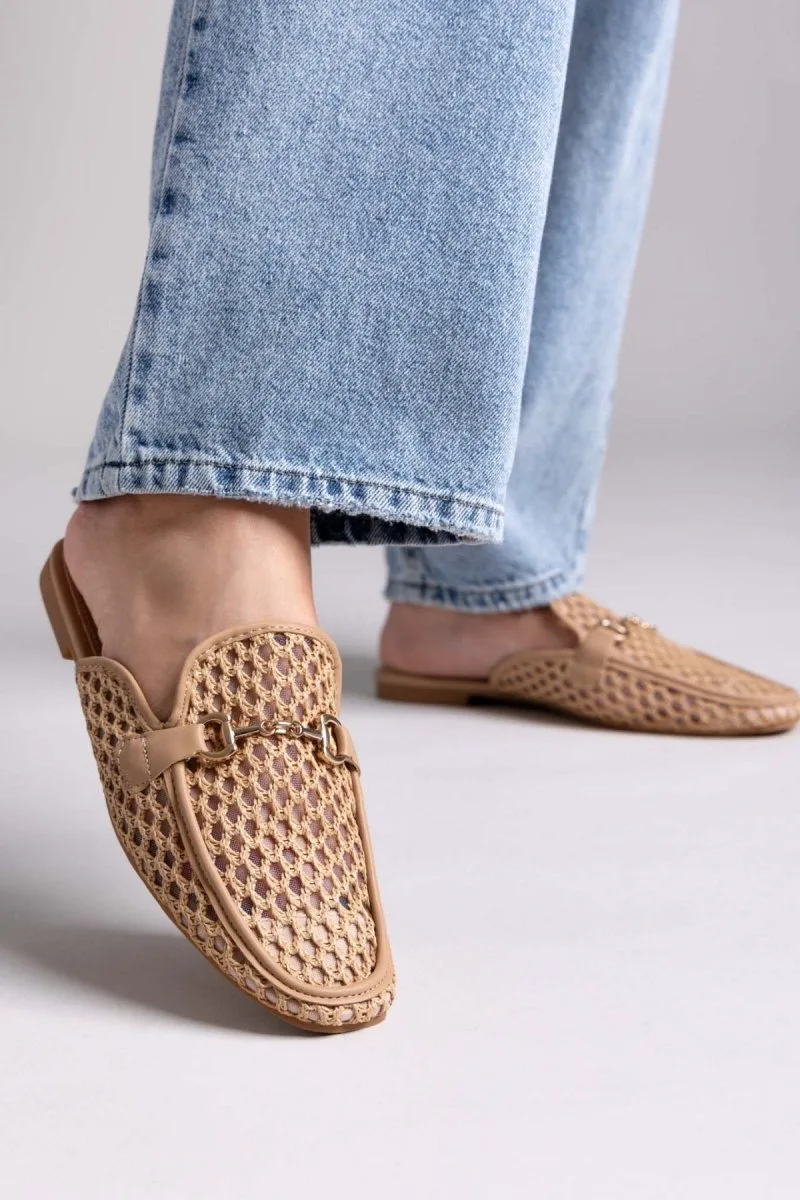 ERYNN Flat Mules with Transparency - 333-289 - Taupe
