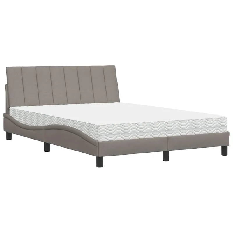 vidaXL Κρεβάτι με Στρώμα Hanko Taupe 140x190 εκ. Υφασμάτινο
