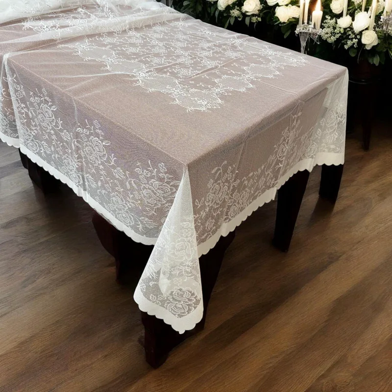 ΤΡΑΠΕΖΟΜΑΝΤΗΛΟ ΔΑΝΤΕΛΑ ROSES ΛΕΥΚΟ 160Χ220 LINEAHOME