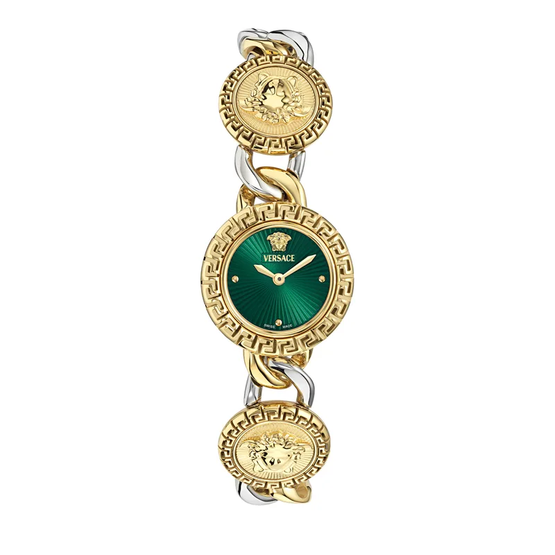 VERSACE LA GRECA STUD ICON Two Tone Stainless Steel Bracelet VE0Q00125