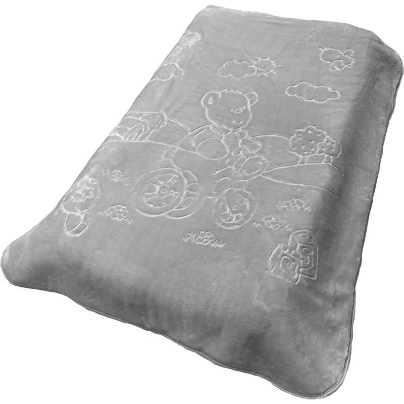 Κουβέρτα Βελουτέ Κούνιας 110x140 Dimcol Bicycle Bear 18 Grey 110x140