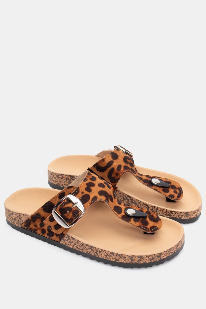 Σανδάλια Flatform με Διακοσμητική Τόκα - Animal Print