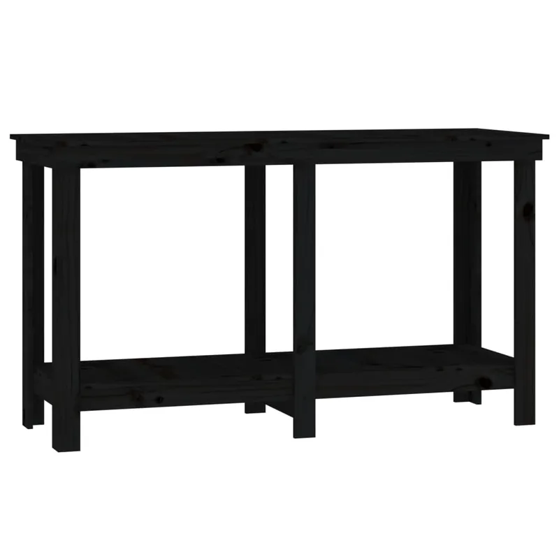 vidaXL Πάγκος Εργασίας Μαύρος 140x50x80 εκ. από Μασίφ Ξύλο Πεύκου
