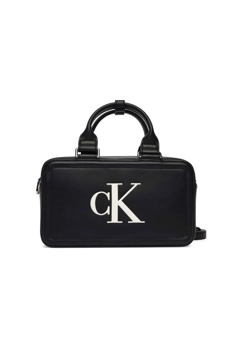 Calvin Klein Jeans γυναικεία τσάντα χειρός με ανάγλυφο μονόγραμμα - LV04F3411G Ασπρόμαυρο