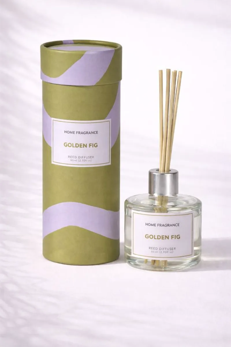 Αρωματικο Χωρου Με Στικ Και Αρωμα Golden Fig 80Ml 9x9x23cm Πράσινο Kaeming