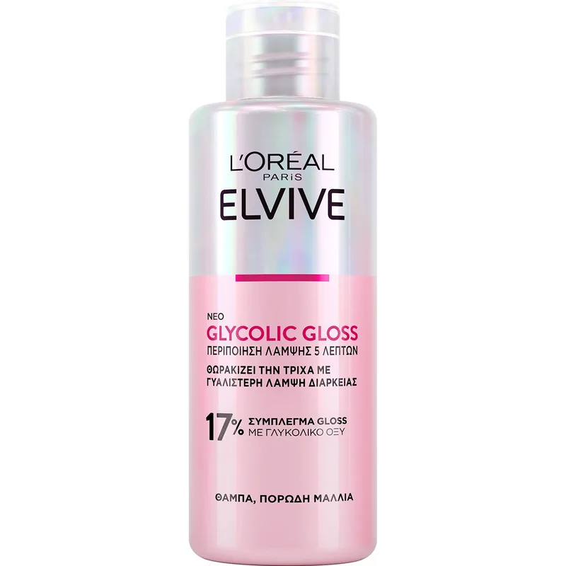 L'Oreal Paris Elvive Glycolic Gloss Hair Care Φροντίδα Μαλλιών για Λάμψη & Λείανση με Γλυκολικό Οξύ 200ml